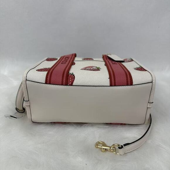 Coach Smith Tote 24 Bag Strawberry Print Crossbody Canvas/Chalk Multi CAR80 NWT - Picture 9 of 9